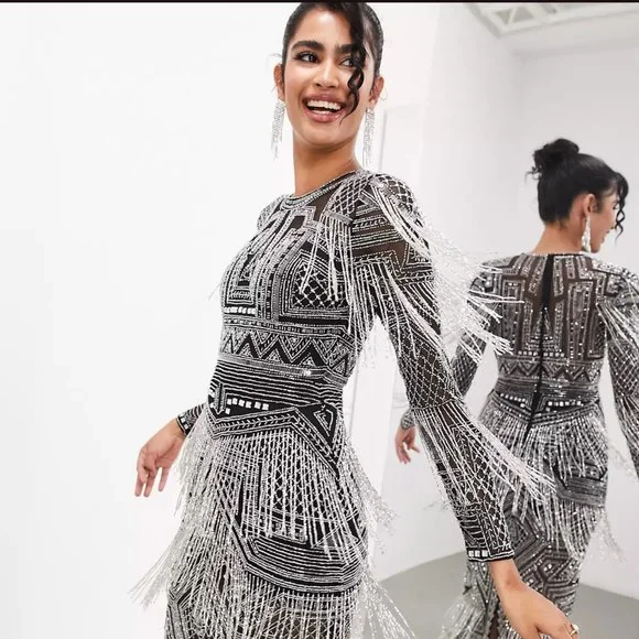 Sheer Dress With Bodysuit ASOS Dresses Asos Edition Beaded Fringe And Sequin Bodycon Midi Dress In Black Poshmark Sheer Dress With Bodysuit ASOS Dresses Asos Edition Beaded Fringe And Sequin Bodycon Midi Dress In Black Poshmark